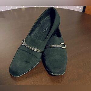 JCPenney Janet Black Low Heel Shoes with Silver Buckle